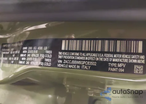 2016 Jeep Renegade 75Th Anniversary z USA, uszkodzony, nr VIN ZACCJBBW6GPC83502